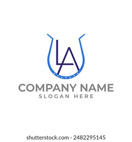 LA initial lettermark with the horse hoof shoes in modern and minimalist style