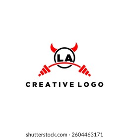 LA initial monogram for fitnes or gym logo with devil style design