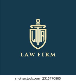 LA initial monogram for law firm with sword and shield logo image