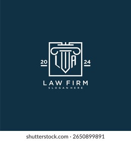 Logotipo do monograma inicial de LA para escritório de advocacia com design de pilares na praça criativa