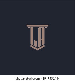 LA initial monogram logo with pillar style design