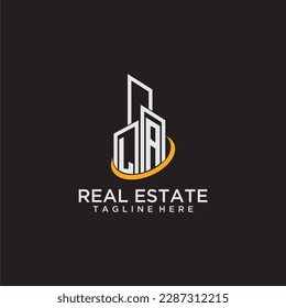 LA initial monogram logo for real estate with building style