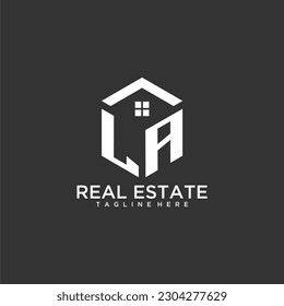 LA initial monogram logo for real estate with polygon shape creative design