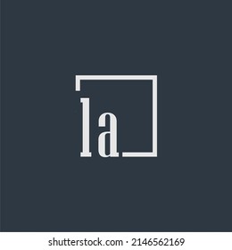 LA initial monogram logo with rectangle style dsign