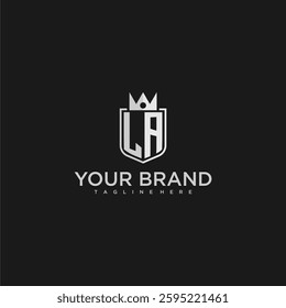 LA initial monogram shield and crown vector image