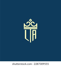 El diseño inicial del logotipo del escudo monográfico de la línea de la corona para la imagen vectorial