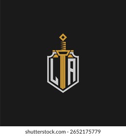 Monograma inicial LA para imagem em estilo escudo e espada