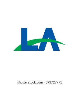 LA initial overlapping swoosh letter logo blue green