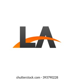 LA initial overlapping swoosh letter logo black orange