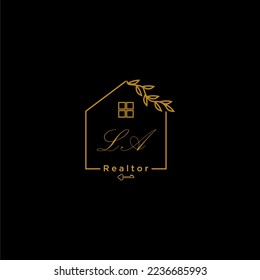 LA initial realtor logo for real estate with creative home design