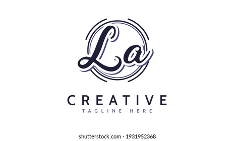 LA Initials, handwriting logo vector