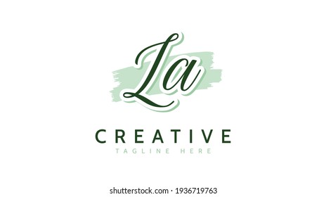 LA Initials, handwriting logo vector