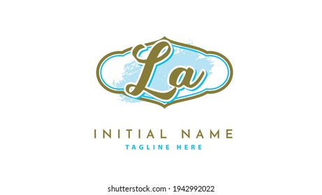 LA  Initials, handwriting logo vector