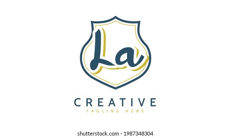LA Initials, handwriting logo vector