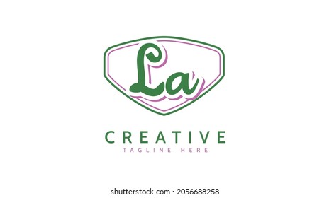 La Initials, handwriting logo vector