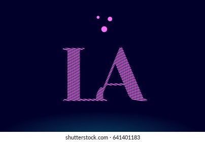 la l a alphabet letter logo pink line stripes magenta purple blue font creative text dots company vector icon design template