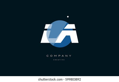 la l a  blue circle dot big font alphabet company letter logo white design vector icon template 