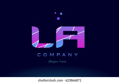 la l a  creative color blue background pink purple magenta alphabet letter company logo vector icon