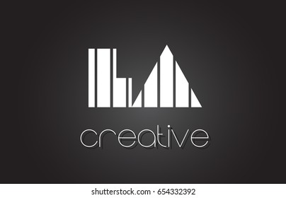 LA L A Creative Letter Logo Design With White and Black Lines.
