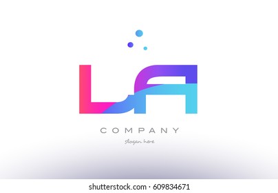 la l a  creative pink purple blue modern dots creative alphabet gradient company letter logo design vector icon template