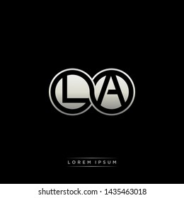 LA L A initial letter linked circle capital monogram logo modern template silver color edition