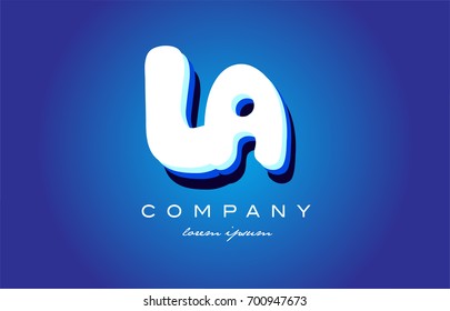 LA L A letter logo combination alphabet vector creative company icon design template modern blue white 3d