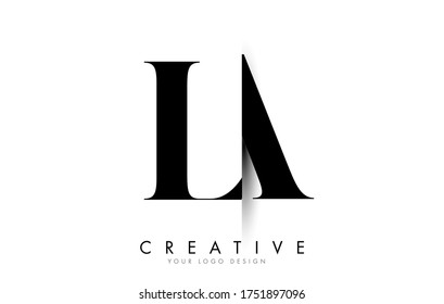 LA L A Letter Logo Design with Creative Shadow Cut Vector Illustration Design.