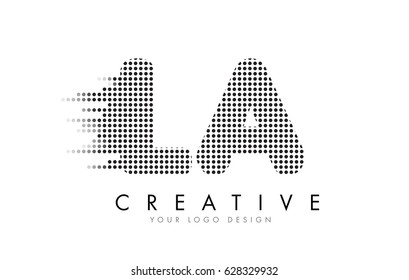 LA L A Letter Logo Design with Black Dots and Bubble Trails.