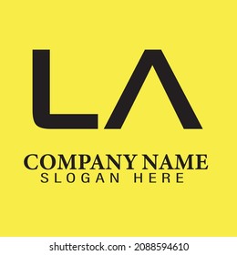LA L A Letters Abstract Logo Monogram .Minimalist abstract initial letters LA logo. This icon incorporate with two abstract letters and rectangle in the creative wAY