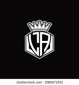 LA L ogo monogram with luxury emblem shape and crown design template on black background