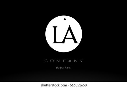 LA L A simple black white circle background alphabet company logo design vector icon template