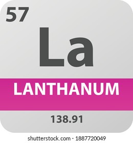 La Lanthanum Lanthanoid Chemical Element Periodic Table. Single vector illustration, colorful clean style Icon with molar mass and atomic number for Lab, science or chemistry education.