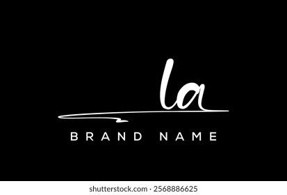 LA letter beauty handwriting vector logo. 