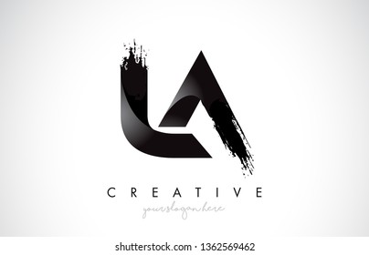 LA Letter Design with Brush Stroke and Modern 3D Look Vector Illustration.