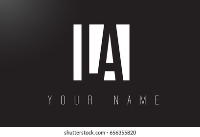 LA Letter Logo With Black and White Letters Negative Space Design.
