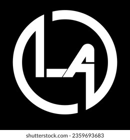 Diseño del logotipo de la carta en el fondo negro Plantilla del vector de diseño del logotipo de la carta Monograma inicial de la carta LA. Símbolo gráfico de alfabeto para identidad empresarial