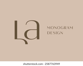 LA letter logo icon design. Classic style luxury initials monogram.