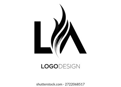 Logotipo de monograma de letra LA com traço de pincel artístico para identidade de marca moderna
