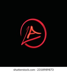 LA Lettering Brush Red Flames Effect Vector Design