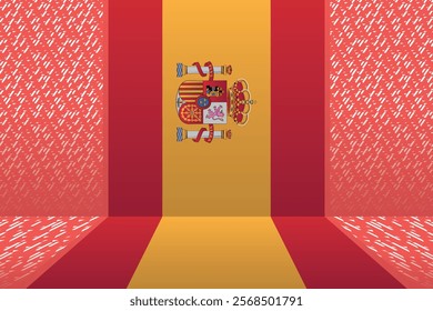 La liga spanish football league vector rectangular geometric design wall and floor background with Spain flag.