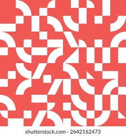 La liga spanish football league vector square seamless pattern or texture with white geometric shapes on a red background.