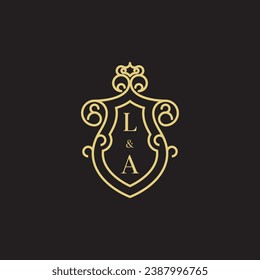 LA line vintage initial logo in high quality professional design that will print well across any print media