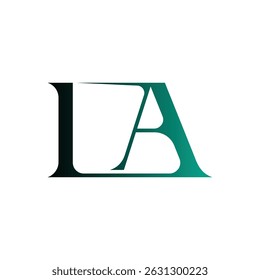 LA logo design featuring initials in a sleek, modern style. Uses minimalist aesthetics and negative space to create a bold, professional business emblem.