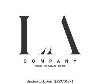 LA logo design. Initial letter l and a serif font style. Creative classic company name typography. Trendy logotype or identity. Vector illustration.