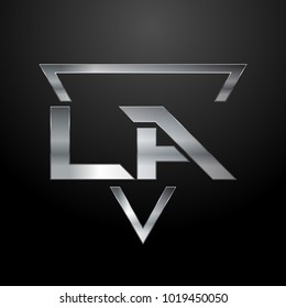 LA Logo, Metal Logo, Silver Logo, Monogram, Polygon