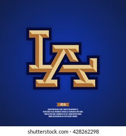 LA logo. Modern professional sport style sign. Los angeles baseball. La monogram.