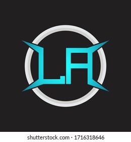 LA Logo monogram with circle and four taper shape design template