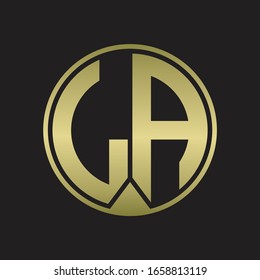 LA Logo monogram circle with piece ribbon style on gold colors