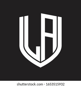 LA Logo monogram with emblem shield design isolated on black background