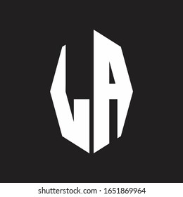 LA Logo monogram with octagonal ribbon style design template